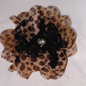 3/$15- Leopard Print Flower Hairclip/ Shirt Pin